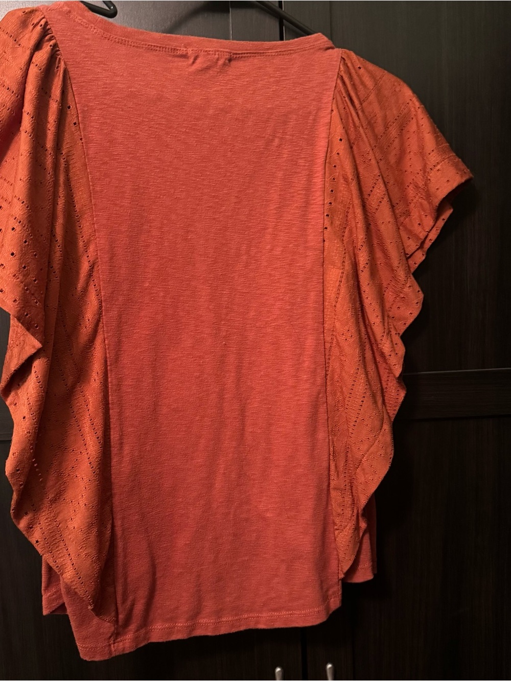 Orange Ruffle Flutter Sleeve Top - Picture 3 of 4